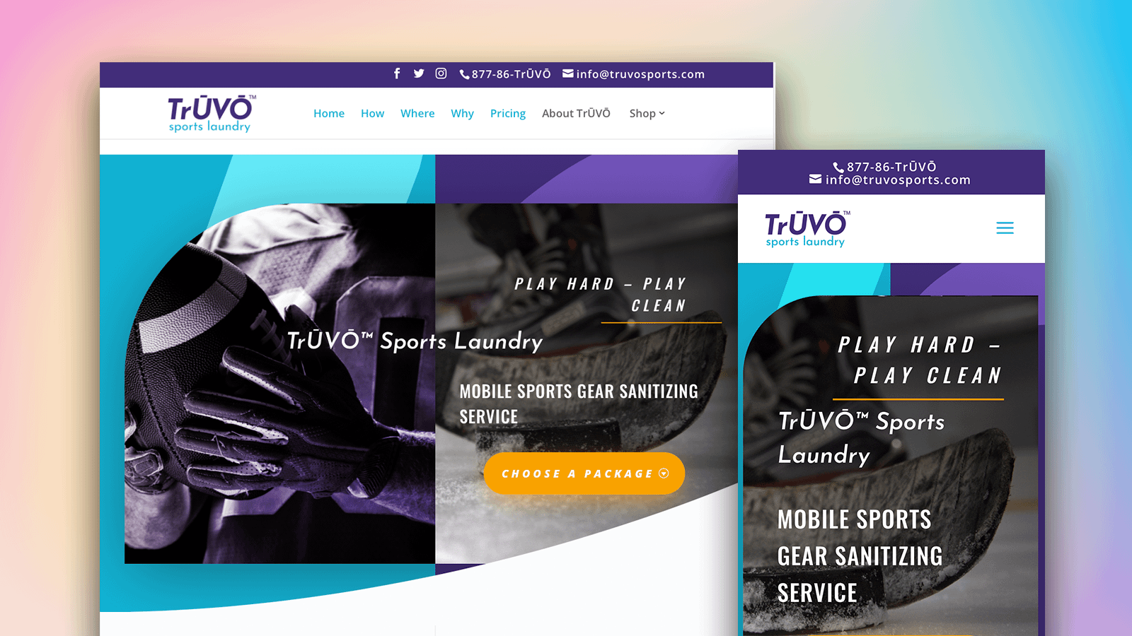 TruVo Sports Laundry Website on Desktop and Mobile